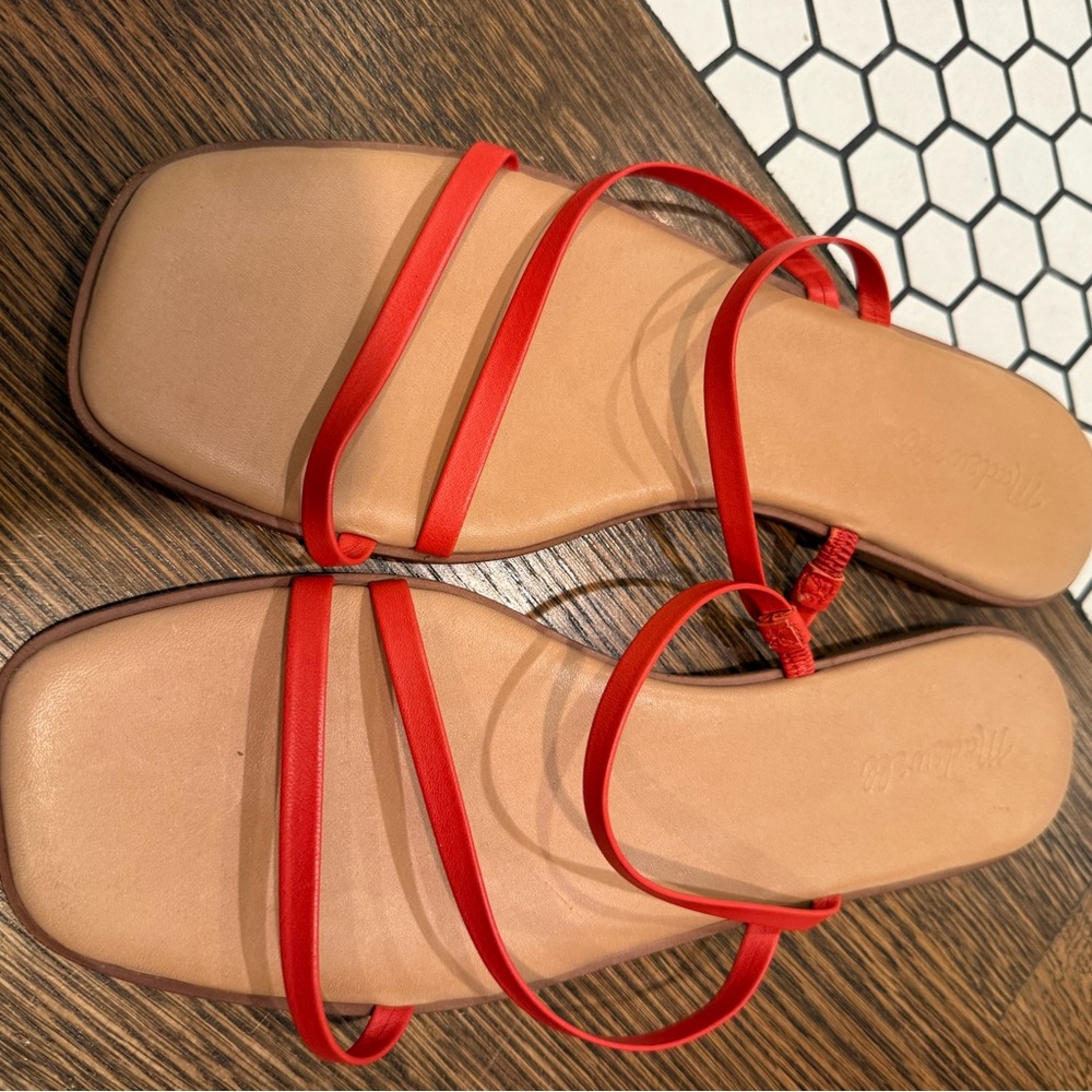 Madewell women’s The Lyra slide in Red Leather size 10